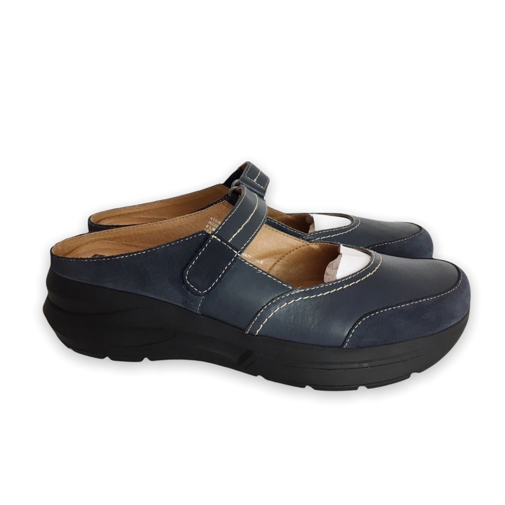 White Mountain Fit Women's Navy Blue Suede Leather Mary Jane Loafers Shoes Mules